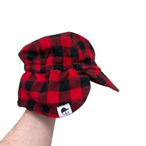George Hats Buffalo Plaid Flannel Red Black Trapper Cap Toddler size Small
